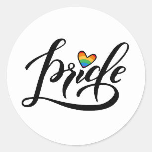 Pride Script Heart Classic Round Sticker