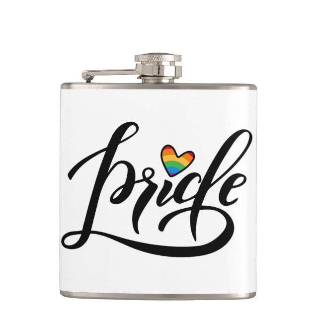 Pride Script Heart Flask (Front)