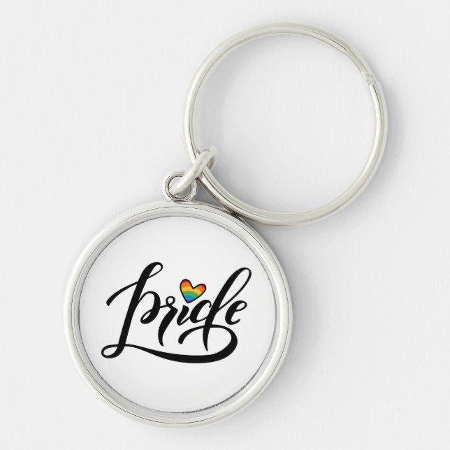 Pride Script Heart Keychain (Front)