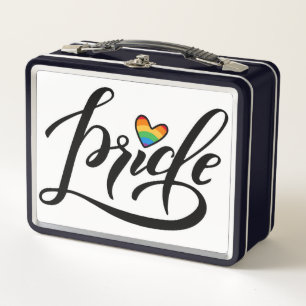 Pride Script Heart Metal Lunch Box