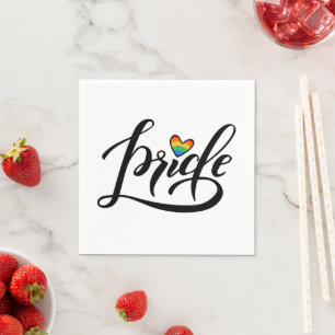Pride Script Heart Napkins