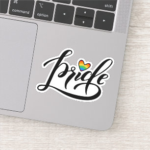 Pride Script Heart Sticker