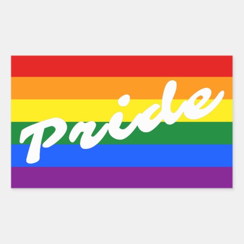 Pride Script Logo LGBT Gay Pride Rainbow Flag Rectangular Sticker