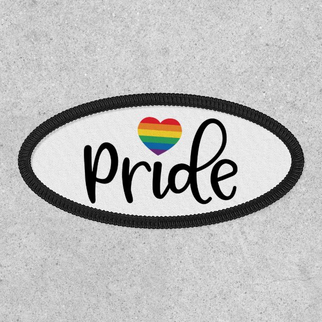 Pride - Script text with Rainbow Heart Patch (Front)