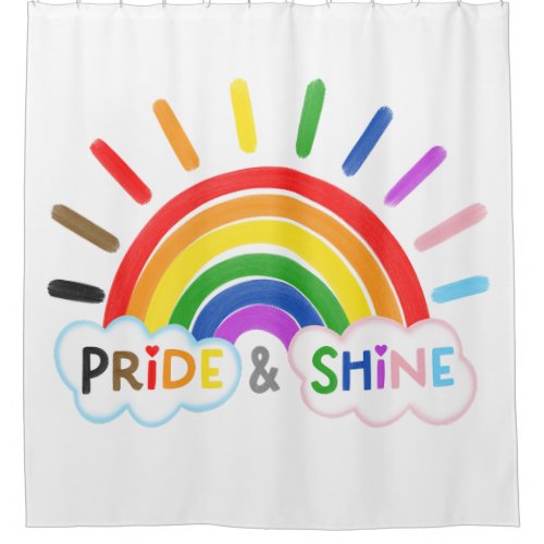 Pride  Shine LGBTQ Rainbow Sunrise Happy Shower Curtain