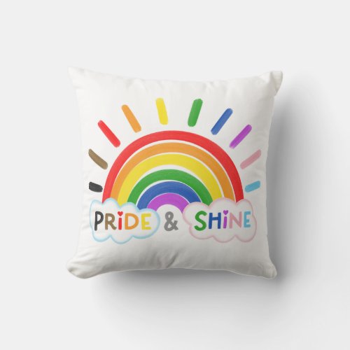 Pride  Shine LGBTQ Rainbow Sunrise Happy Throw Pillow