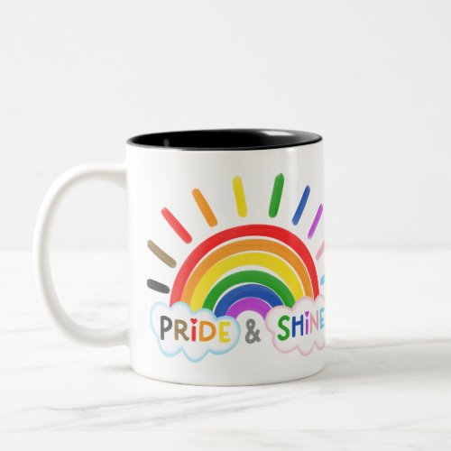 Pride  Shine LGBTQ Rainbow Sunrise Happy Two_Tone Coffee Mug
