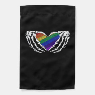 Pride Skeleton Hands Holding Heart Inclusive Garden Flag