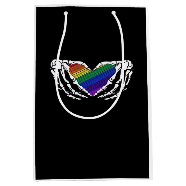 Pride Skeleton Hands Holding Heart Inclusive Medium Gift Bag (Front)