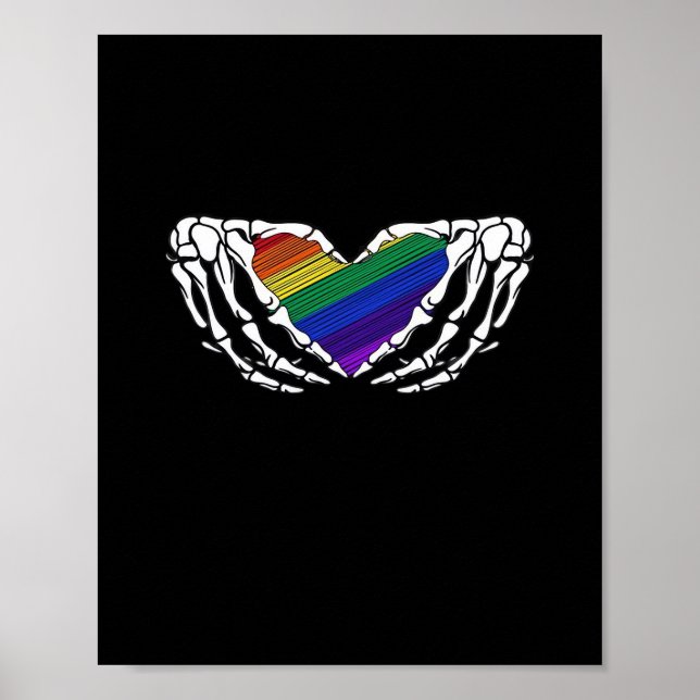 Pride Skeleton Hands Holding Heart Inclusive Poster (Front)