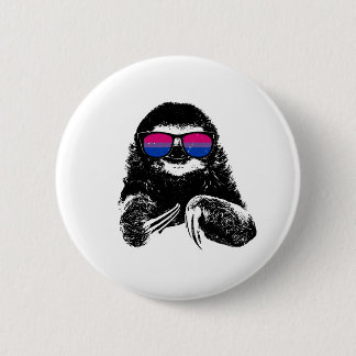 Pride Sloth Bisexual Flag Sunglasses Button