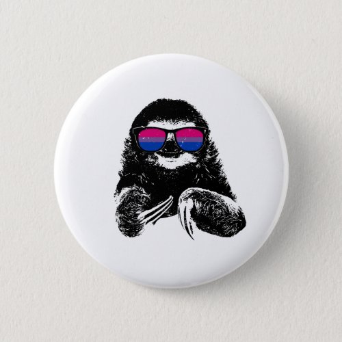 Pride Sloth Bisexual Flag Sunglasses Button