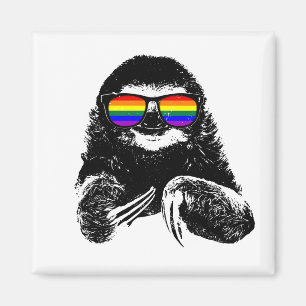 Pride Sloth LGBTQ Flag Sunglasses Magnet