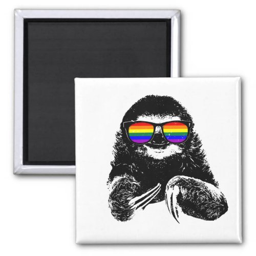 Pride Sloth LGBTQ Flag Sunglasses Magnet