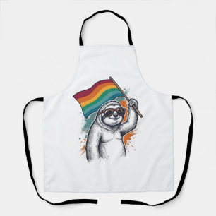 Pride Sloth Vintage Engraving T-Shirt Design_1 Apron