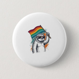 Pride Sloth Vintage Engraving T-Shirt Design_1 Button