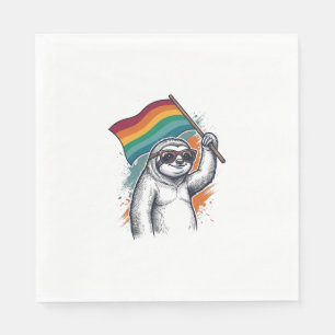 Pride Sloth Vintage Engraving T-Shirt Design_1 Napkins