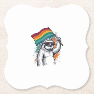 Pride Sloth Vintage Engraving T-Shirt Design_1 Paper Coaster