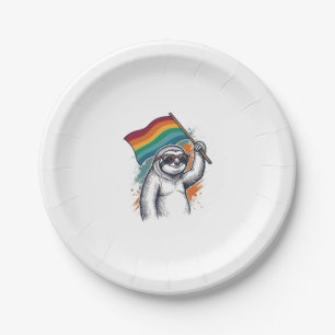 Pride Sloth Vintage Engraving T-Shirt Design_1 Paper Plates