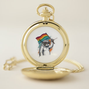 Pride Sloth Vintage Engraving T-Shirt Design_1 Pocket Watch