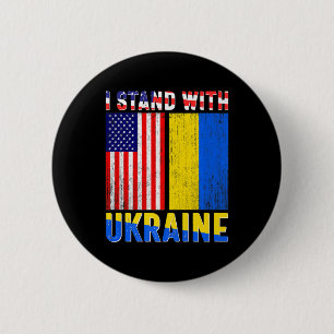 Pride Stand With Ukraine Vintage Ukrainian America Button
