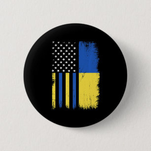 Pride Stand With Ukraine Vintage Ukrainian America Button