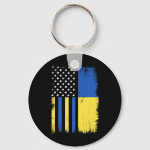 Pride Stand With Ukraine Vintage Ukrainian America Keychain