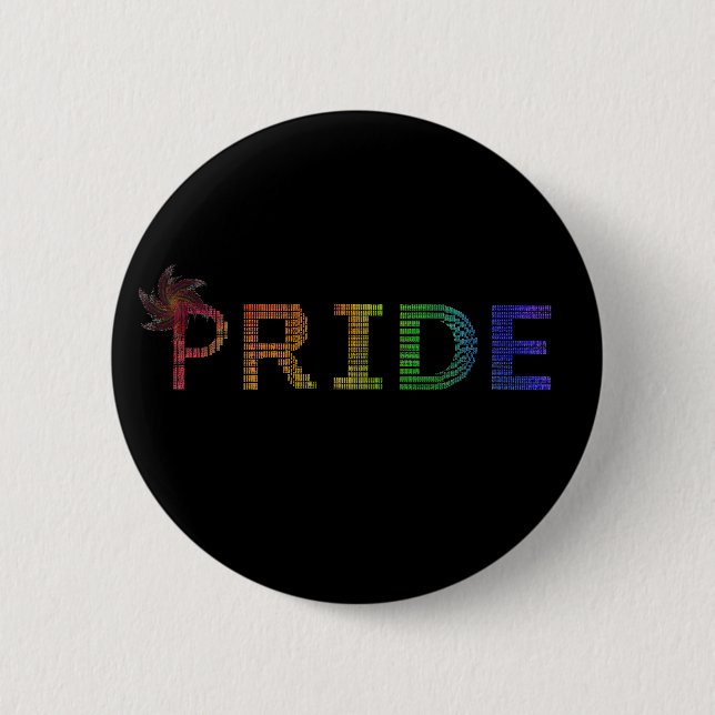 Pride Sticker - Rainbow Text Button (Front)