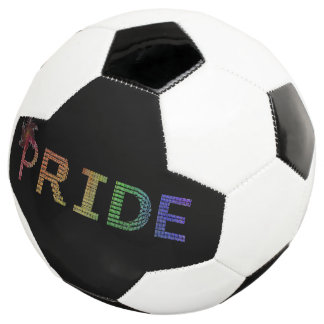 Pride Sticker - Rainbow Text Soccer Ball