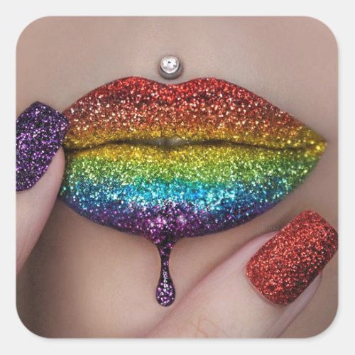 Pride Stickers _ Rainbow Lipstick Lesbian