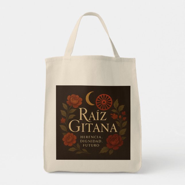 "Pride, Strength and Roots" Gypsy Roots Tote Bag (Back)