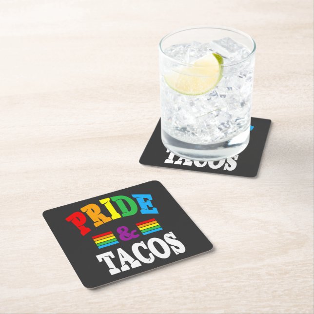 Pride Tacos Lgbt Square Paper Coaster (Insitu)