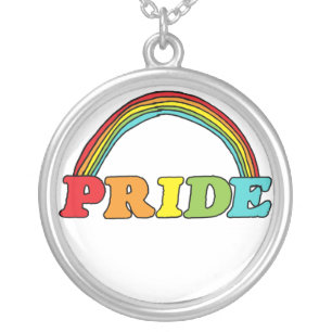 Pride Text and Rainbow Silver Plated Necklace