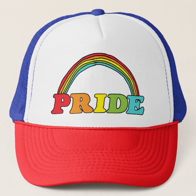 Pride Text and Rainbow Trucker Hat (Front)