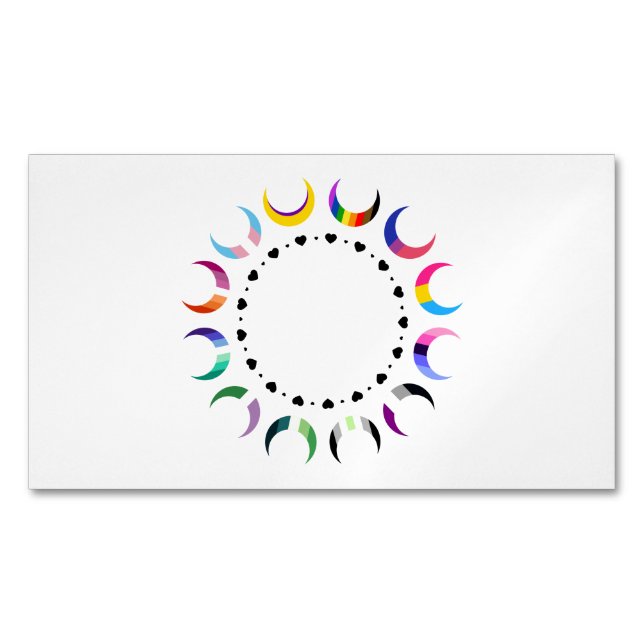 Pride Time Crescent Moon Design Business Card Magnet (Front)