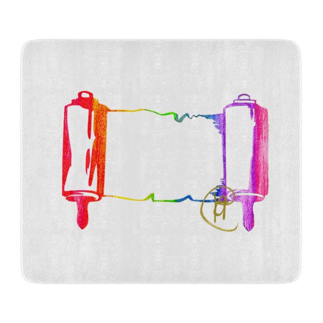 Pride Torah Art Challah Cutting Board (Front)