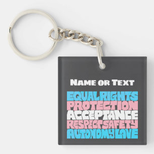 PRIDE Trans flag LGBT personalized Name or Text  Keychain