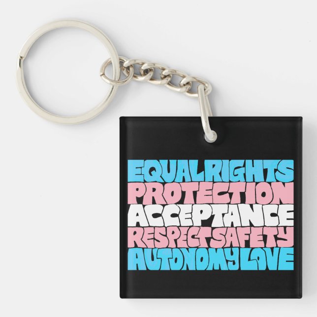 PRIDE Trans rights word art flag LGBT quote gift  Keychain (Front)