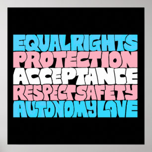 PRIDE Trans rights word art flag LGBT quote gift Poster