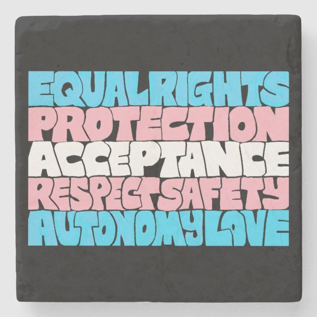 PRIDE Trans rights word art flag LGBT quote gift  Stone Coaster (Front)