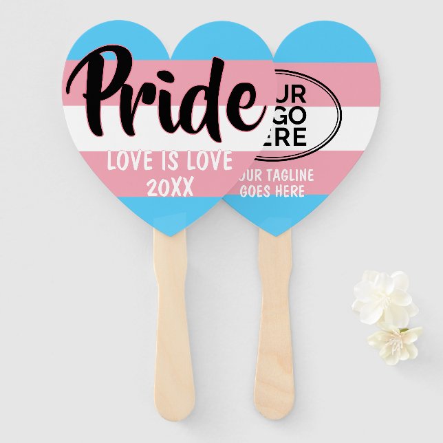 Pride Transgender Flag Custom Logo Hand Fan (Front and Back)