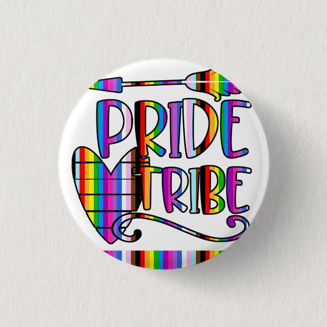 Pride Tribe - LGBTQ+ Inclusive Rainbow  Button (Front)