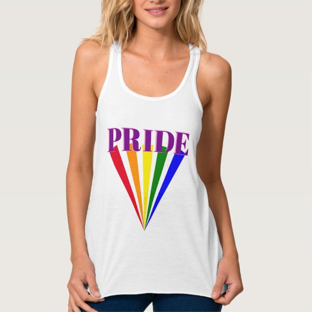 PRIDE typography colorful rainbow gay lgbt hbtq Tank Top (Front)
