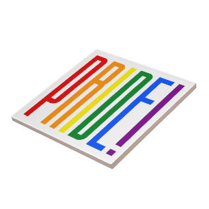 Pride Typography LGBT Rainbow Flag Colors Ceramic Tile