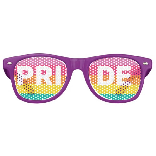 Pride Typography  Rainbow Stripe Design Retro Sunglasses
