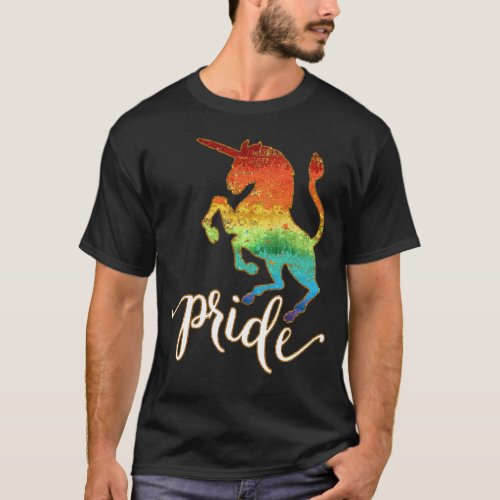 Pride Typography Unicorn Colorful Glitter Rainbow T_Shirt
