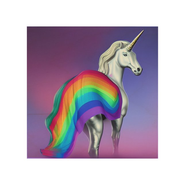 Pride Unicorn Generated Art Wood Wall Art (Front)