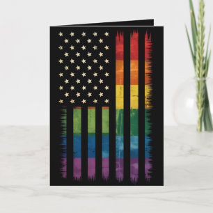 Pride USA America Distressed Rainbow Flag LGBTQ Card