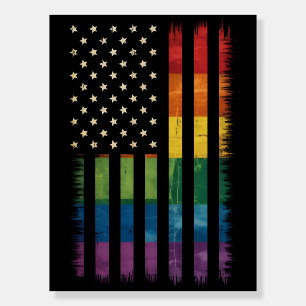 Pride USA America Distressed Rainbow Flag LGBTQ Foam Board
