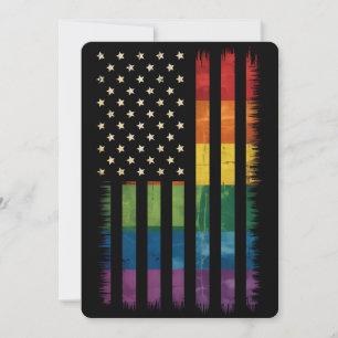 Pride USA America Distressed Rainbow Flag LGBTQ Invitation